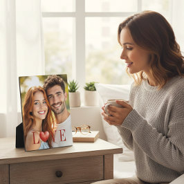 Romantisches Paar rotes Herz Foto Display Fotoplatte