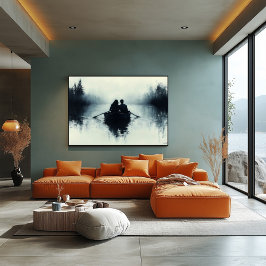 Romantisches Paar Rudern in einem Minimalistischen Poster