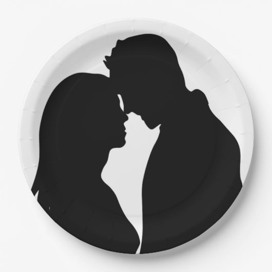 ROMANTISCHES PAAR SILHOUETTE PAPPTELLER (Vorderseite)