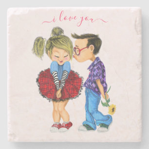 Romantisches Paar Steinuntersetzer - Liebe