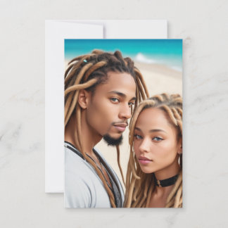 Romantisches Paar Strand Digitale Kunst Poster Einladung