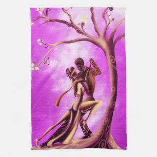 Romantisches Paar tanzt den Tango Tea Towel Geschirrtuch