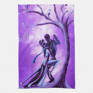 Romantisches Paar tanzt den Tango Tea Towel Geschirrtuch