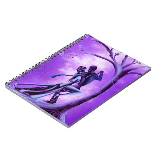 Romantisches Paar tanzt lila Tango Notizblock (Linke Seite)