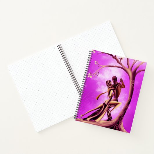 Romantisches Paar tanzt Tango Pink Gelb Notizblock (Innenseite)