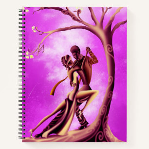 Romantisches Paar tanzt Tango Pink Gelb Notizblock