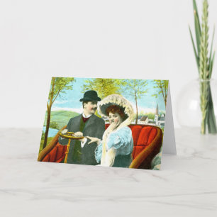 Romantisches Paar Vintage-Kunst Feiertagskarte