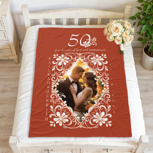 Romantisches Paarfoto Roter Rost 50. Hochzeitstag Fleecedecke