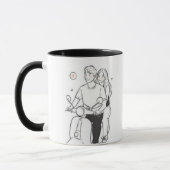 Romantisches Pärchen auf Roller – Süße minimalisti Tasse (Links)