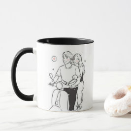Romantisches Pärchen auf Roller – Süße minimalisti Tasse