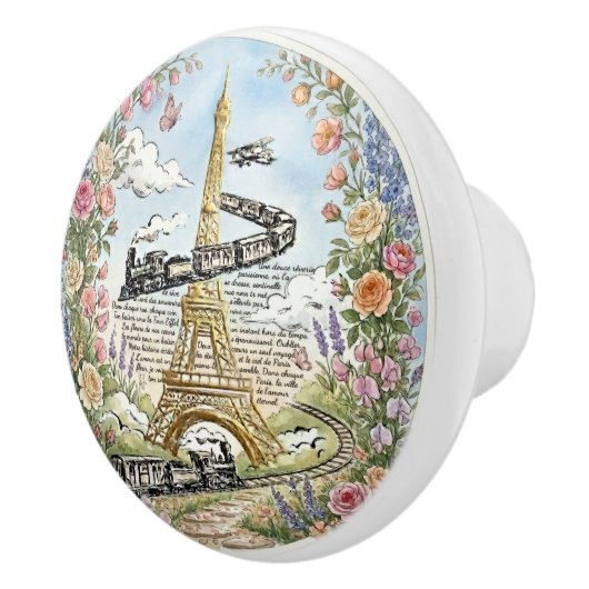 Romantisches Paris, Eiffelturm, französische Kunst Keramikknauf (Rechts)