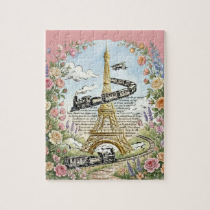 Romantisches Paris, Eiffelturm, französische Kunst Puzzle