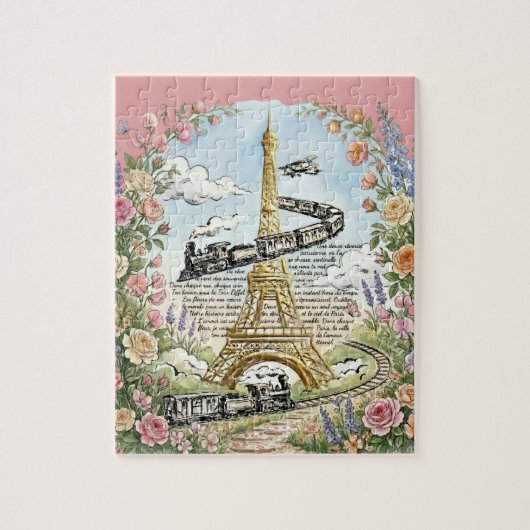 Romantisches Paris, Eiffelturm, französische Kunst Puzzle (Vertikal)