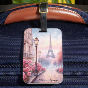 Romantisches Paris Frankreich – Eiffelturm Floral Gepäckanhänger
