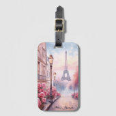 Romantisches Paris Frankreich – Eiffelturm Floral Gepäckanhänger (Vorderseite Vertikal)
