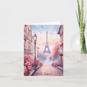 Romantisches Paris Frankreich – Eiffelturm Floral Karte