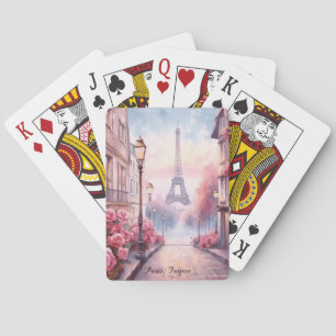 Romantisches Paris Frankreich – Eiffelturm Floral Spielkarten