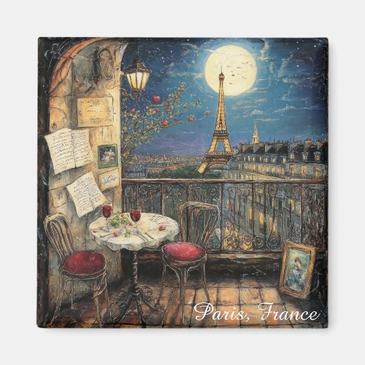 Romantisches Paris Frankreich Eiffelturm Illustrat Magnet (Vorne)