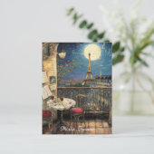 Romantisches Paris Frankreich Eiffelturm Illustrat Postkarte (Stehend Vorderseite)