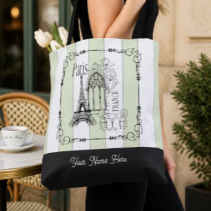 Romantisches Paris Frankreich Personalisiert Grün Tasche