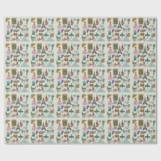 Romantisches Paris Geschenkpapier (Saum)