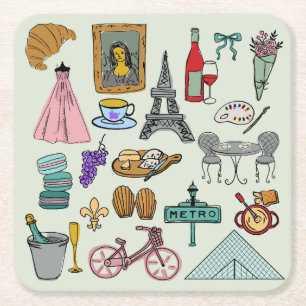 Romantisches Paris Rechteckiger Pappuntersetzer