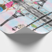 Romantisches Pariser Umschlagpapier mit Eiffelturm Geschenkpapier (Ecke)