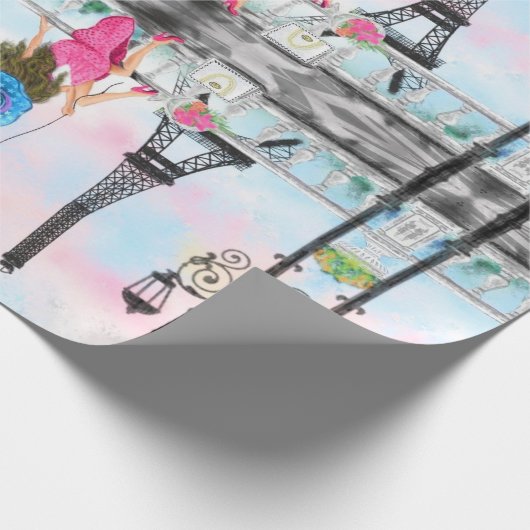 Romantisches Pariser Umschlagpapier mit Eiffelturm Geschenkpapier (Ecke)