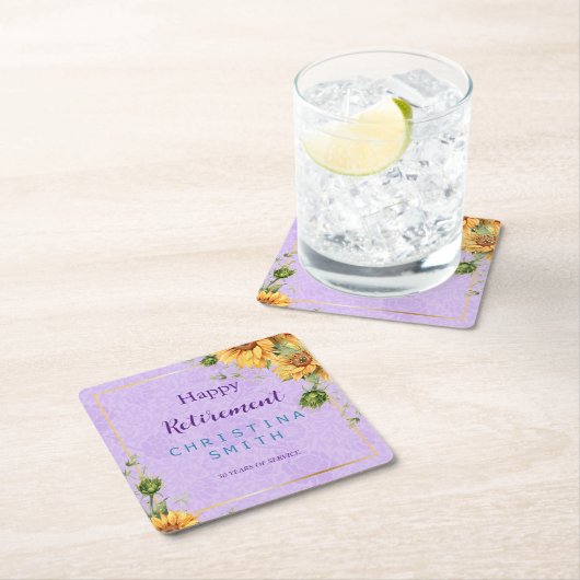 Romantisches Party für Sonnenblumen Rechteckiger Pappuntersetzer (Vor Ort)