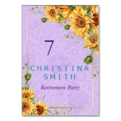 Romantisches Party für Sonnenblumen Tischnummer (Vorderseite)