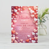 Romantisches Party mit schwindenden Herzen Valenti Einladung (Stehend Vorderseite)
