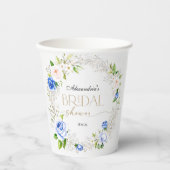 Romantisches Pastell Blue Rose Brautparty Pappbecher (Vorderseite)