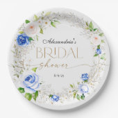 Romantisches Pastell Blue Rose Brautparty Pappteller (Vorderseite)