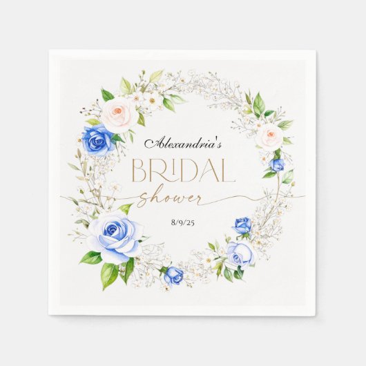 Romantisches Pastell Blue Rose Brautparty Serviette (Vorderseite)