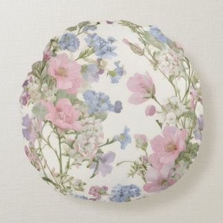 Romantisches Pastell-Blumenkissen im Vintage-Garte Rundes Kissen