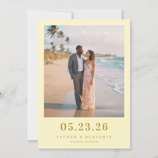 Romantisches Pastell-Strandfoto Save The Date (Vorderseite)