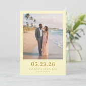 Romantisches Pastell-Strandfoto Save The Date (Stehend Vorderseite)