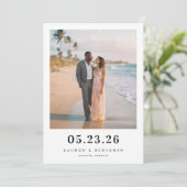 Romantisches Pastell-Strandfoto Save The Date (Stehend Vorderseite)