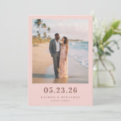 Romantisches Pastell-Strandfoto Save The Date (Stehend Vorderseite)