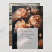 Romantisches Peach Pastel Peony Floral Wedding Fot Save The Date (Vorne/Hinten)