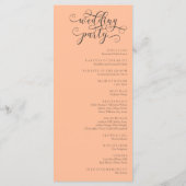 Romantisches Peach Wedding Programm (Rückseite)