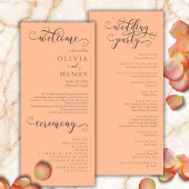 Romantisches Peach Wedding Programm