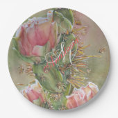 ROMANTISCHES PEAR CACTUS BLUME MONOGRAMM PARTY PAPPTELLER (Vorderseite)