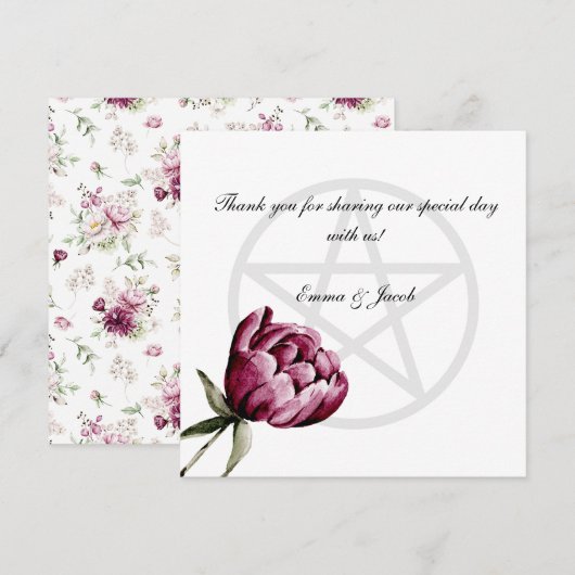 Romantisches Pentagramm Blütenblättrig Dankeskarte (Vorne/Hinten)