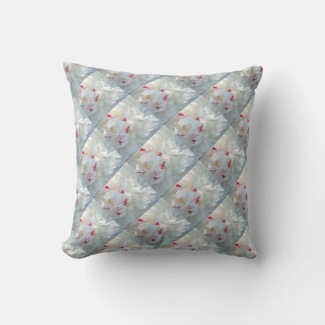 Romantisches Peony Throw Kissen (Vorderseite)