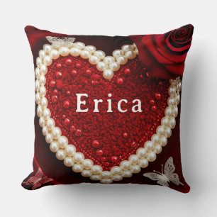 Romantisches Perlen-Herz-Rosen-Kissen-Design ❤️ Kissen