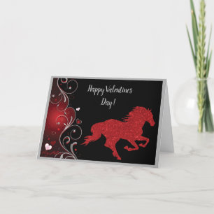 Romantisches Pferd & Herz Valentinstag Feiertagskarte