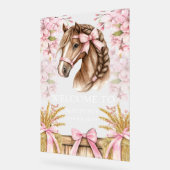 Romantisches Pferdedesign mit Kirschblüten und Heu Acrylschild (Winkel)