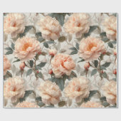 Romantisches Pfingstrosen-Elfenbein-Blumenmuster Geschenkpapier (Flach)