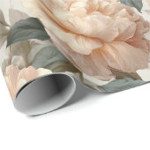 Romantisches Pfingstrosen-Elfenbein-Blumenmuster Geschenkpapier (Rolleneckpunkt)